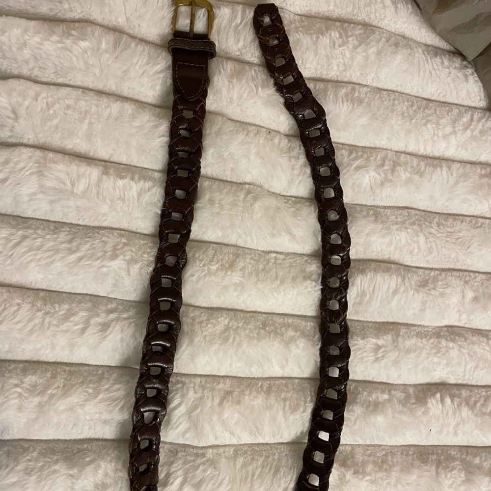 VINTAGE from 70s, HAND-CRAFTED BRAIDED ,Brown Leather BELT Women’s Size M, INDIA - Picture 2 of 7